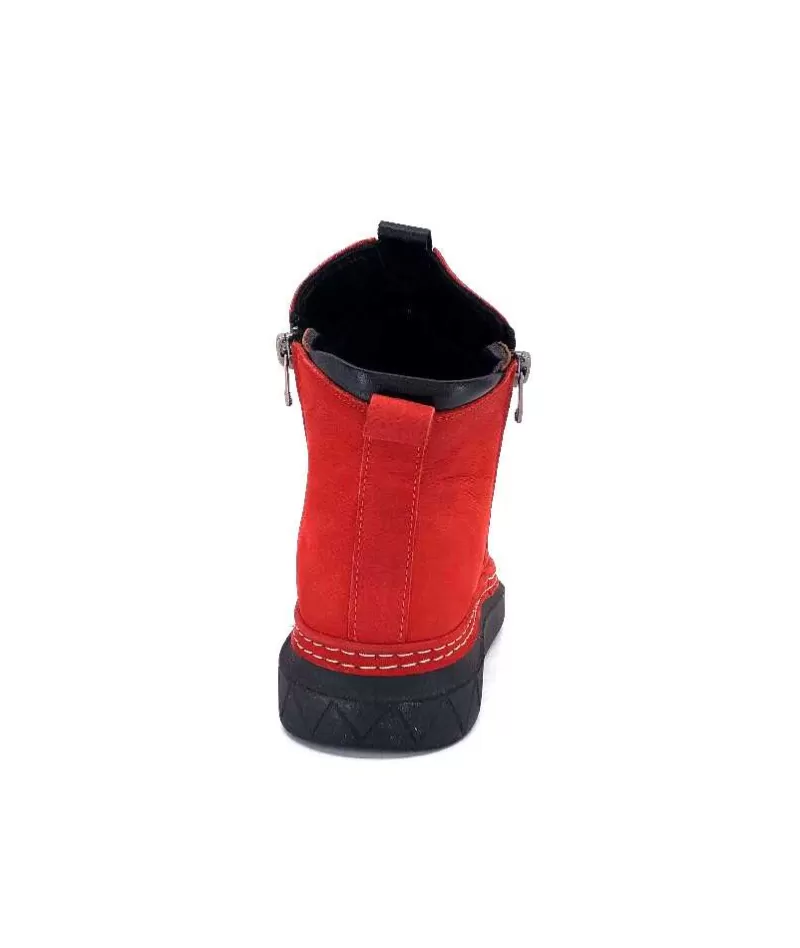 355-ivoire Ivoire 32Fe12 Cuir Vintage Rouge-Femme Bottines