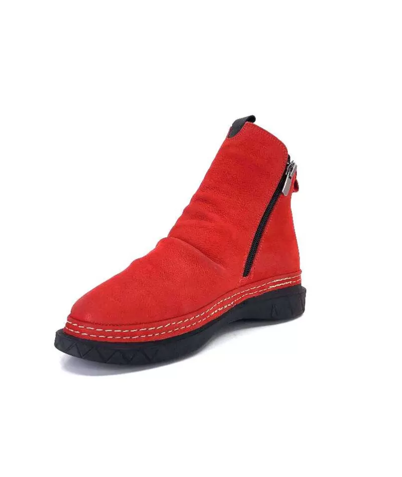 355-ivoire Ivoire 32Fe12 Cuir Vintage Rouge-Femme Bottines