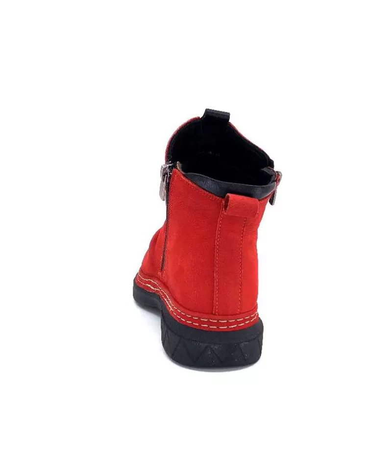 355-ivoire Ivoire 32Fe12 Cuir Vintage Rouge-Femme Bottines