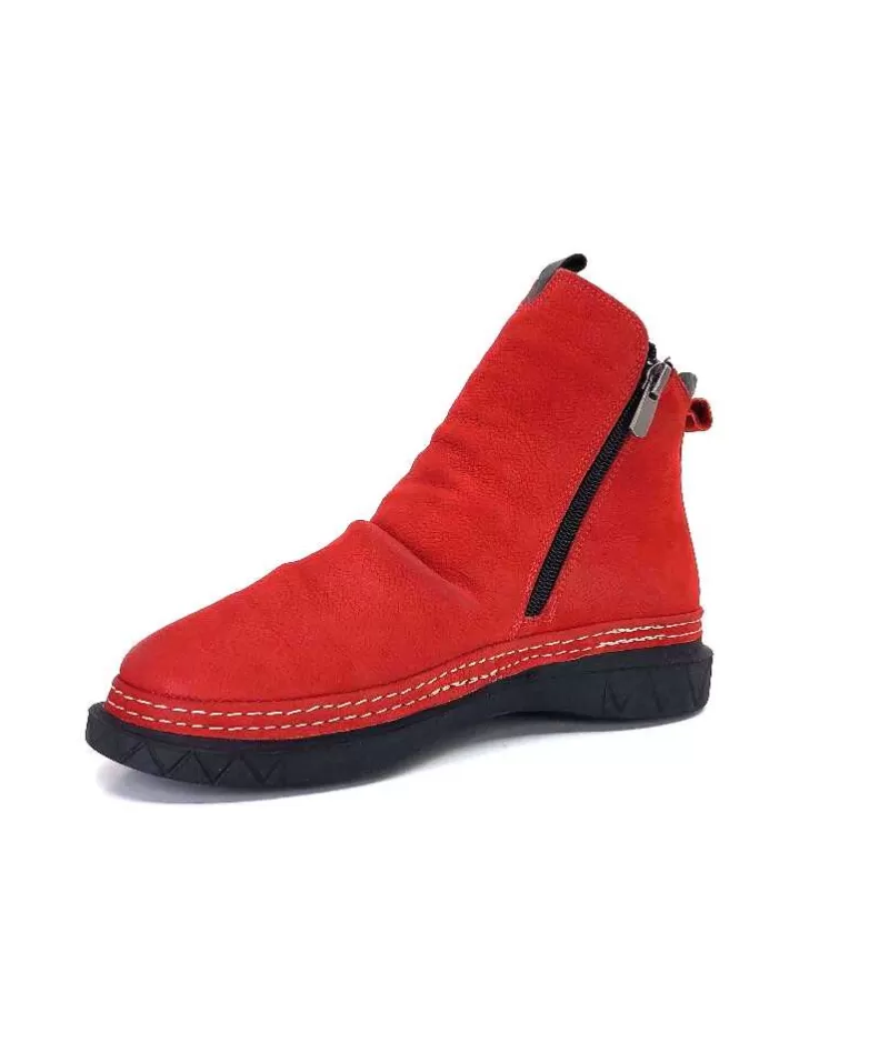 355-ivoire Ivoire 32Fe12 Cuir Vintage Rouge-Femme Bottines