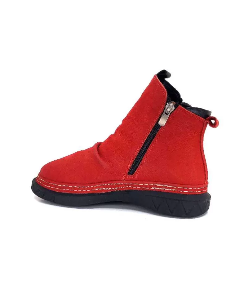 355-ivoire Ivoire 32Fe12 Cuir Vintage Rouge-Femme Bottines