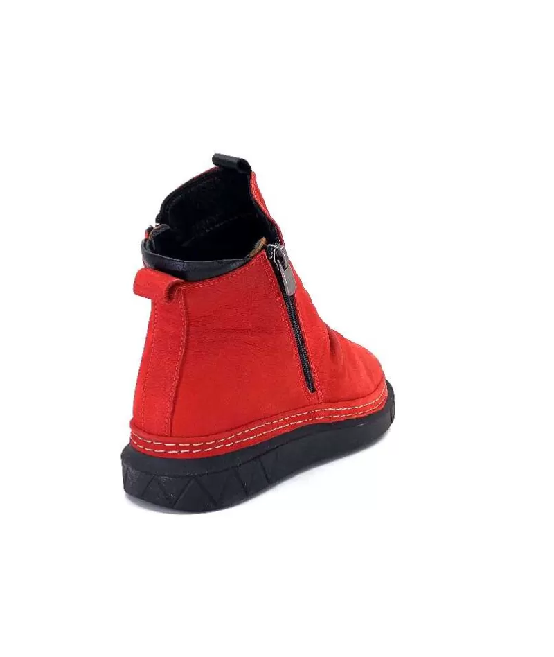355-ivoire Ivoire 32Fe12 Cuir Vintage Rouge-Femme Bottines