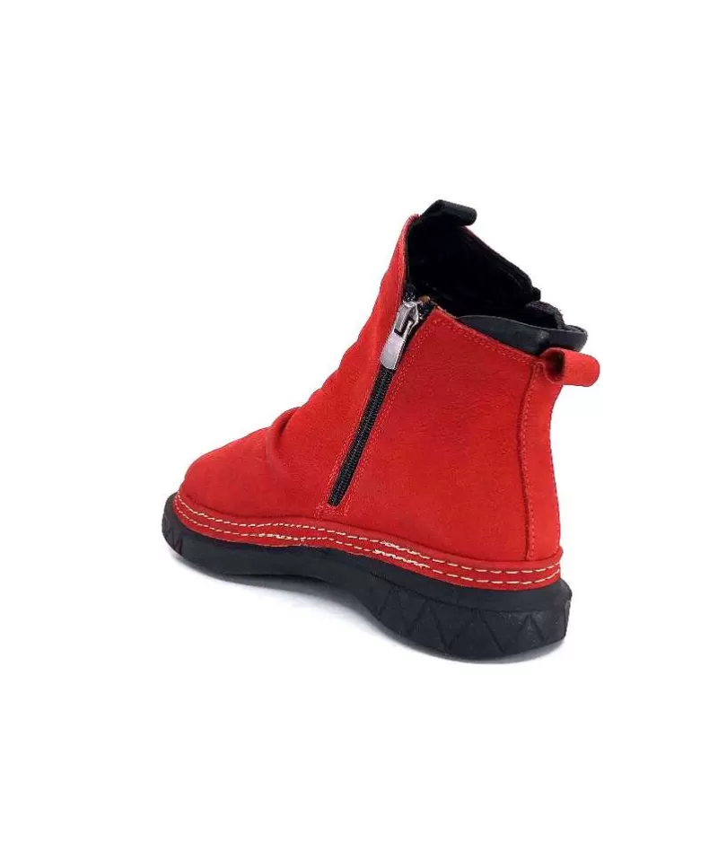 355-ivoire Ivoire 32Fe12 Cuir Vintage Rouge-Femme Bottines