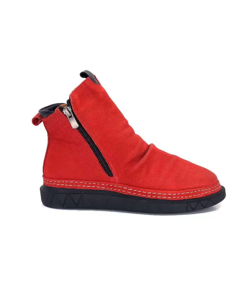 355-ivoire Ivoire 32Fe12 Cuir Vintage Rouge-Femme Bottines