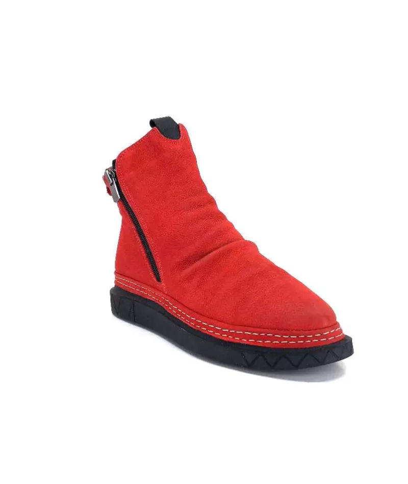 355-ivoire Ivoire 32Fe12 Cuir Vintage Rouge-Femme Bottines