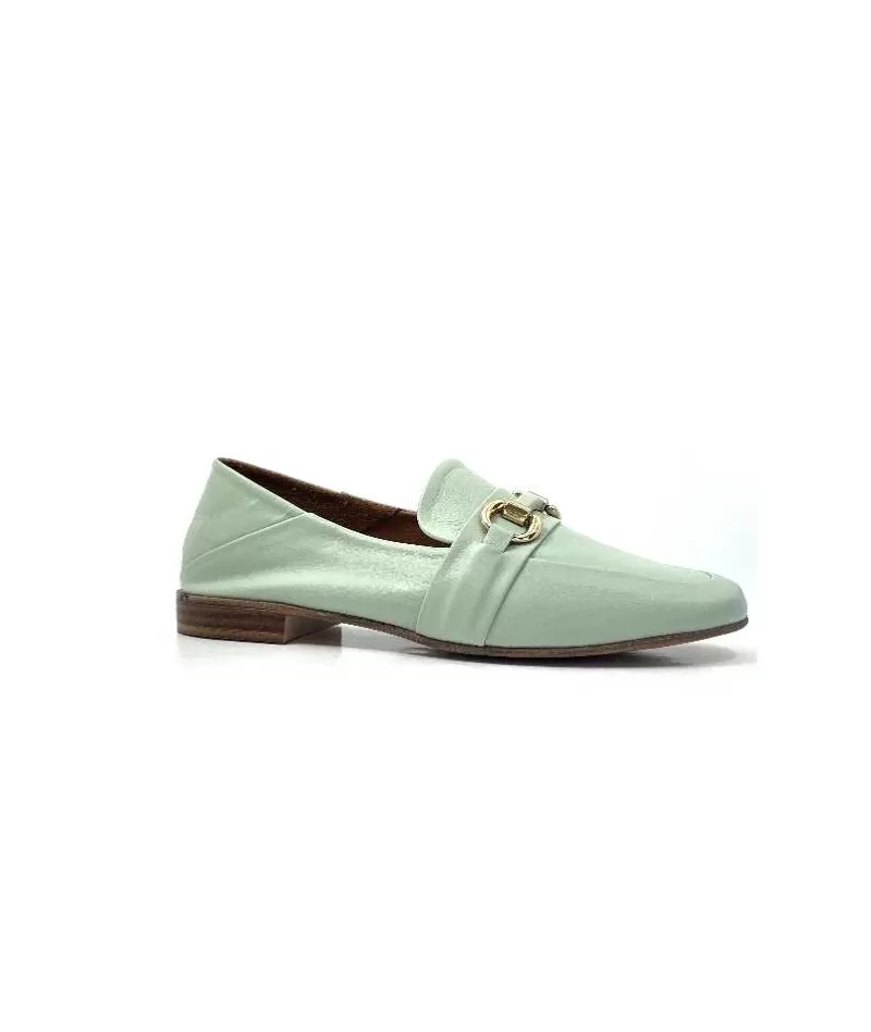 355-ivoire Ivoire 35.48.709 Cuir Vert-Femme Mocassins