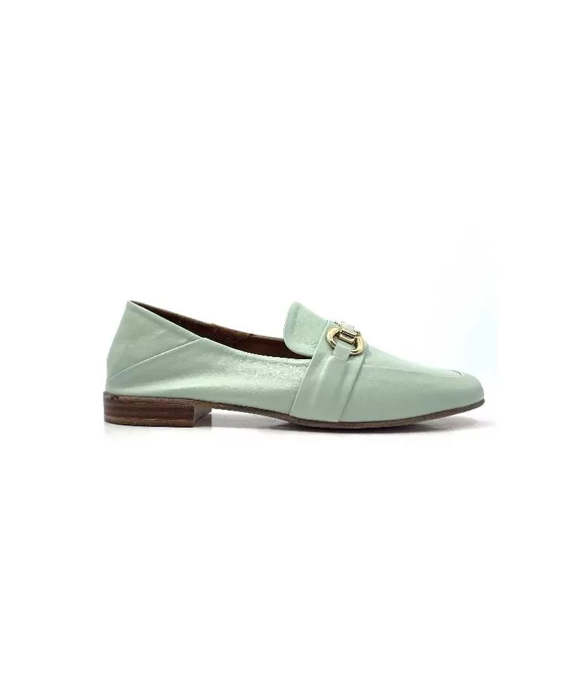 355-ivoire Ivoire 35.48.709 Cuir Vert-Femme Mocassins