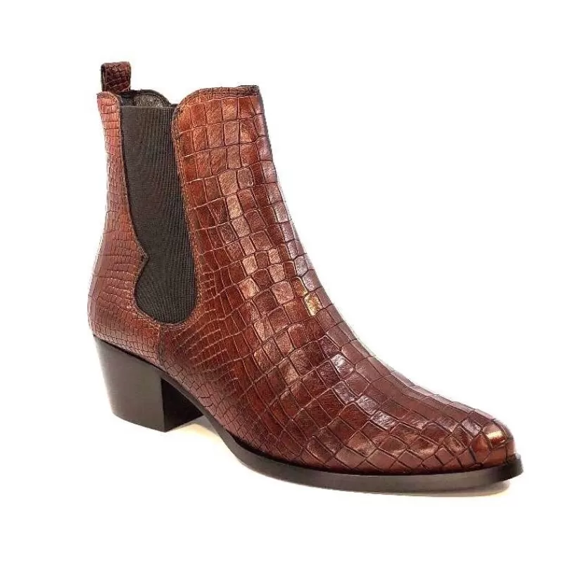 Ivoire0104a Ivoire 44447 Cuir Croco Cognac-Femme Santiags