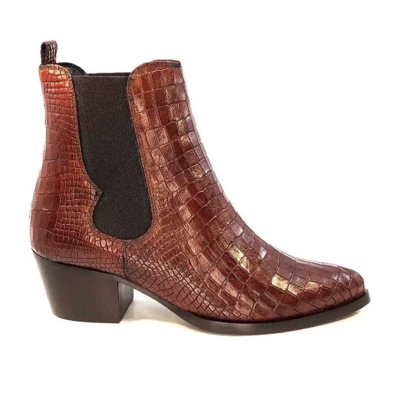 Ivoire0104a Ivoire 44447 Cuir Croco Cognac-Femme Santiags