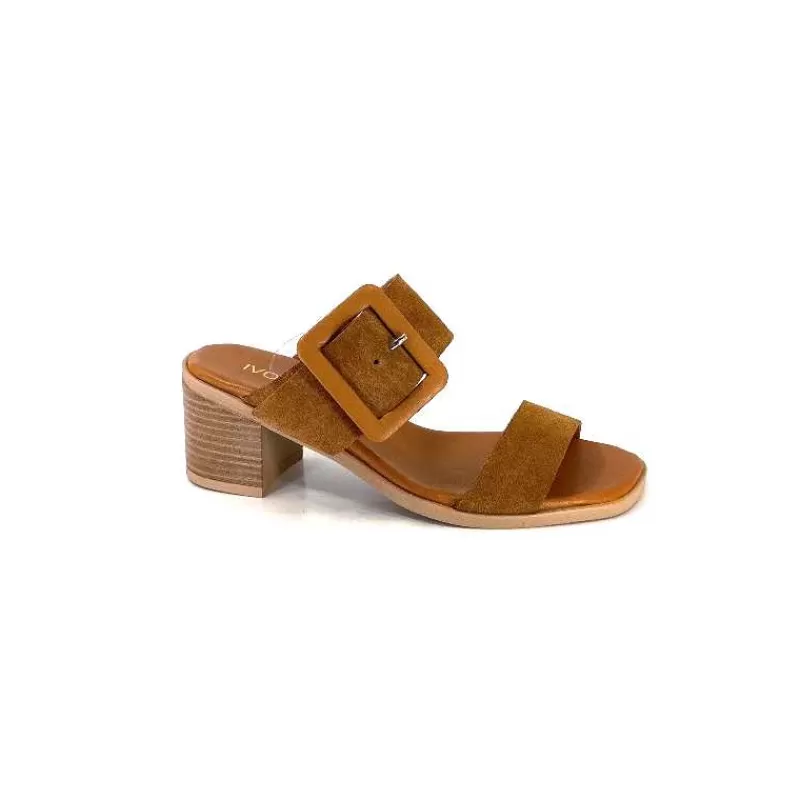 Ivoire0401a Ivoire 500.3006 Daim Tan-Femme Mules