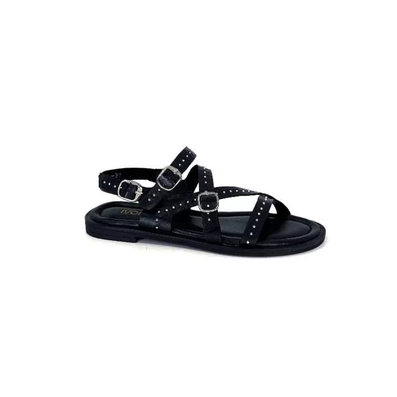 Ivoire0401a Ivoire 500.4301 Cuir Noir-Femme Sandales