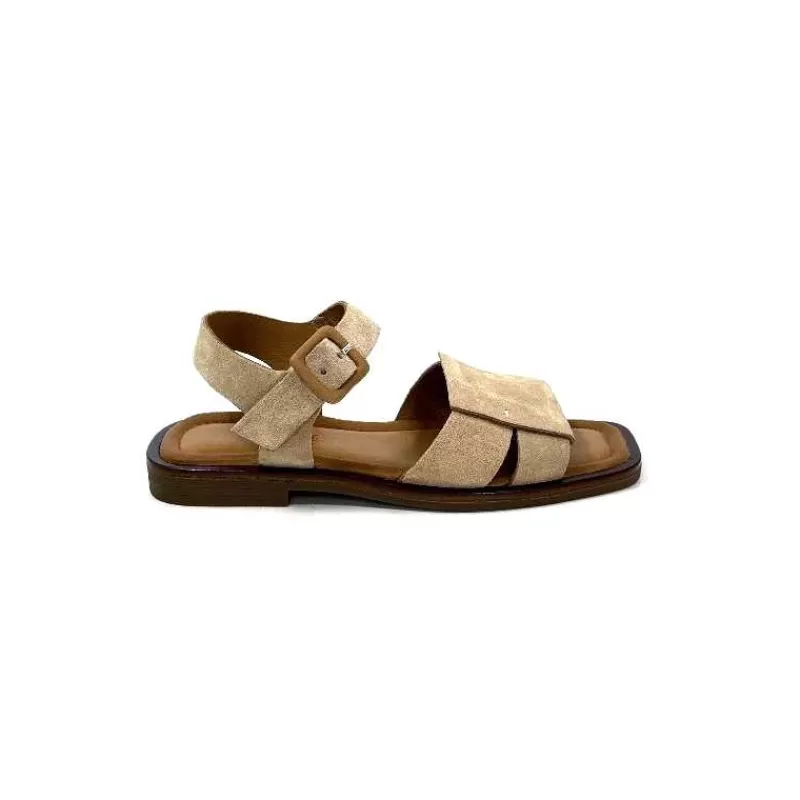 Ivoire0401a Ivoire 500.4314 Daim Beige Camel-Femme Sandales