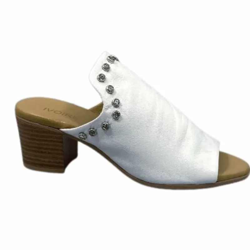 Ivoire0401a Ivoire 500 3004 Cuir Blanc-Femme Mules