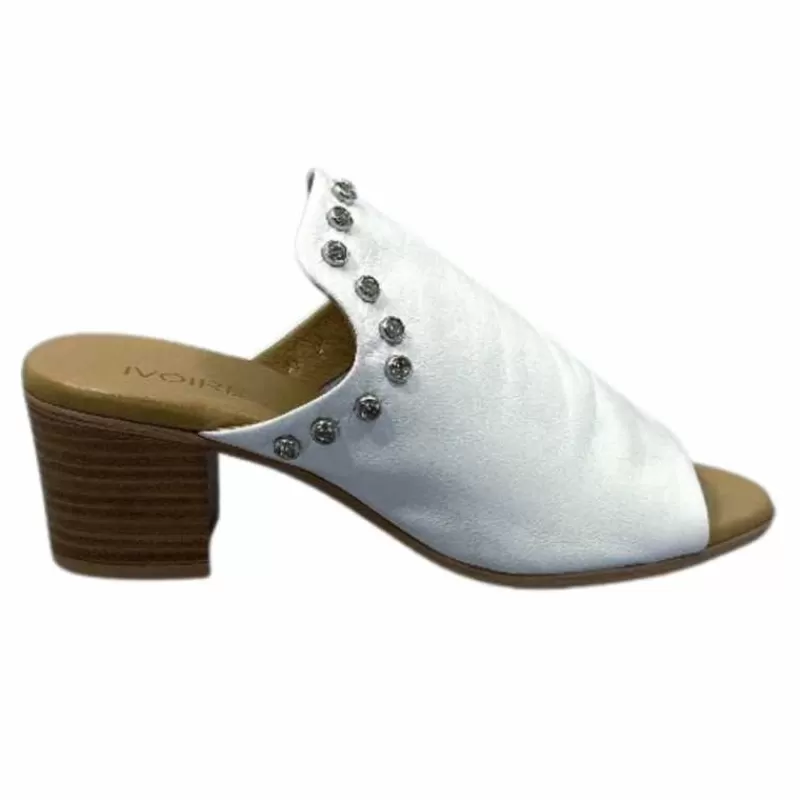 Ivoire0401a Ivoire 500 3004 Cuir Blanc-Femme Mules