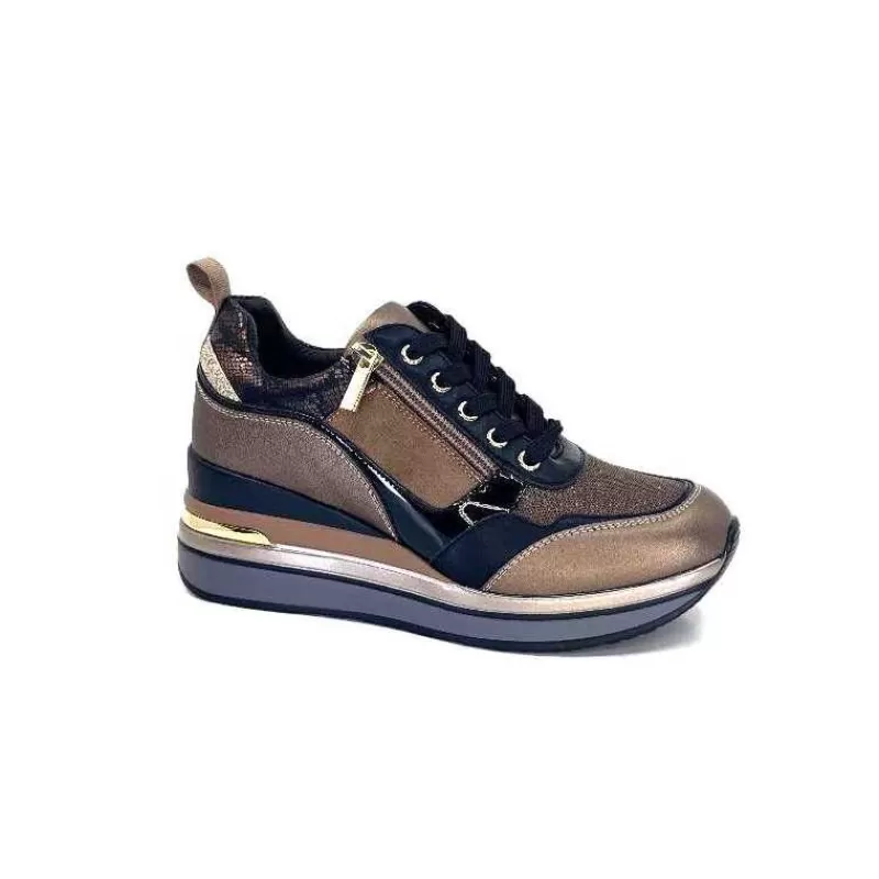 Ivoire0130a Ivoire 6Q4954 Cuir Bronze-Femme Baskets