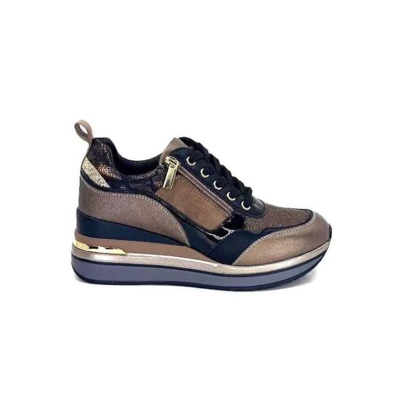 Ivoire0130a Ivoire 6Q4954 Cuir Bronze-Femme Baskets