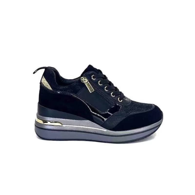 Ivoire0130a Ivoire 6Q4954 Daim Noir-Femme Baskets