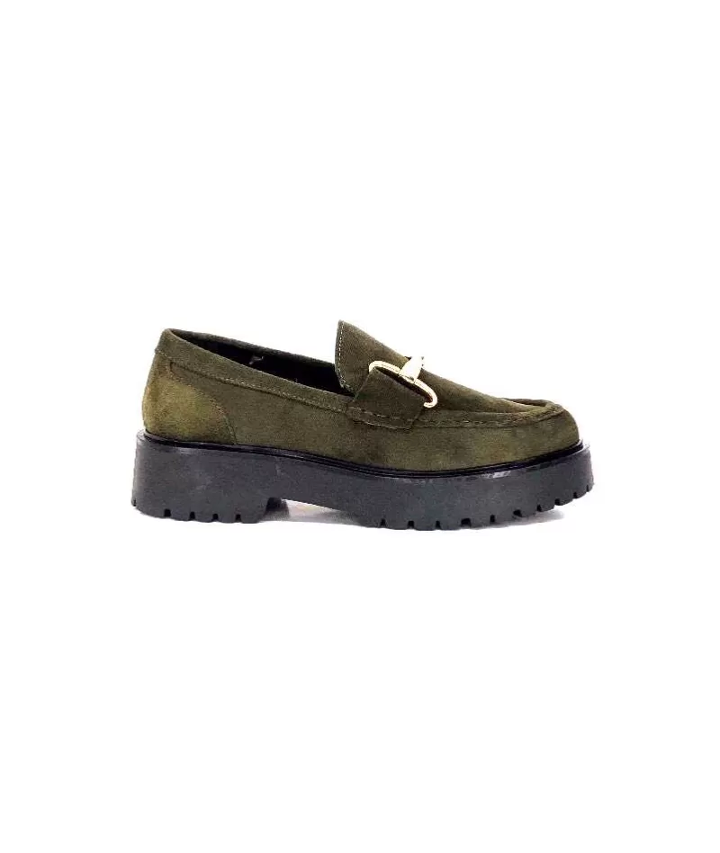 Ivoire0351a Ivoire 7325177 Daim Vert-Femme Mocassins