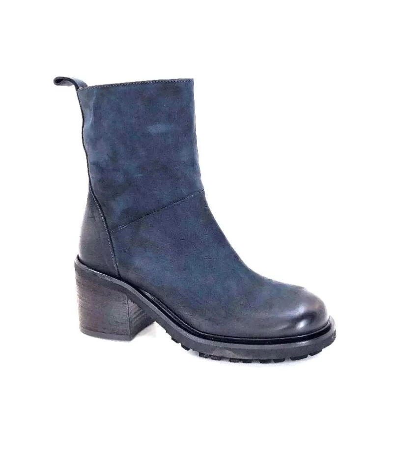 Ivoire0156 Ivoire 7753 Cuir Daim Bleu Marine-Femme Bottines