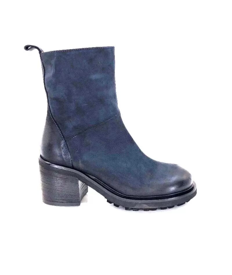 Ivoire0156 Ivoire 7753 Cuir Daim Bleu Marine-Femme Bottines