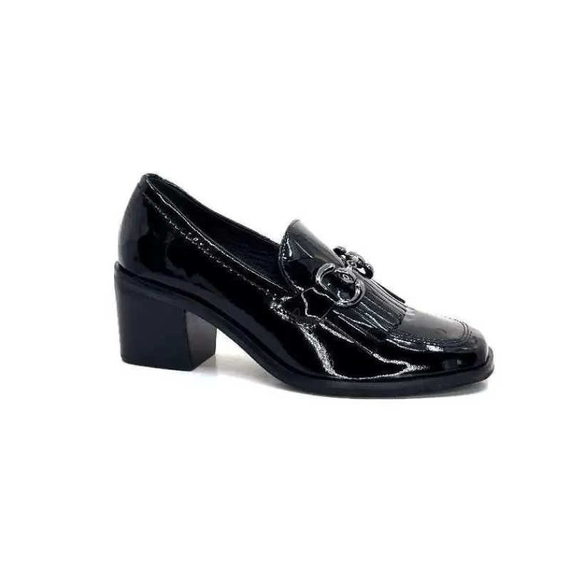 Ivoire0236a Ivoire 78006 Fortunato Cuir Vernis Noir-Femme Mocassins