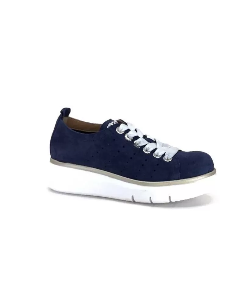 Ivoire0130a Ivoire 7L4144Pe Cuir Bleu Marine-Femme Baskets