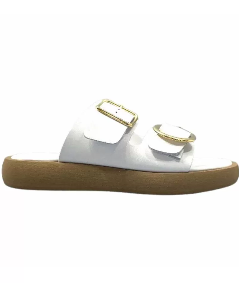 top tris srl Ivoire 8022-02 Cuir Blanc-Femme Mules