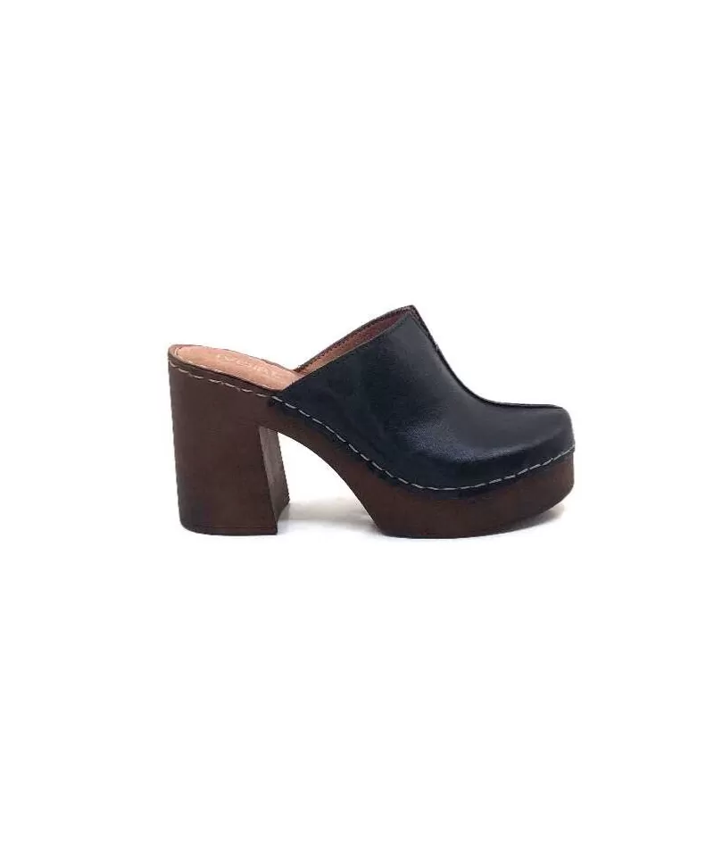 Ivoire0351a Ivoire 8235461 Cuir Noir-Femme Mules