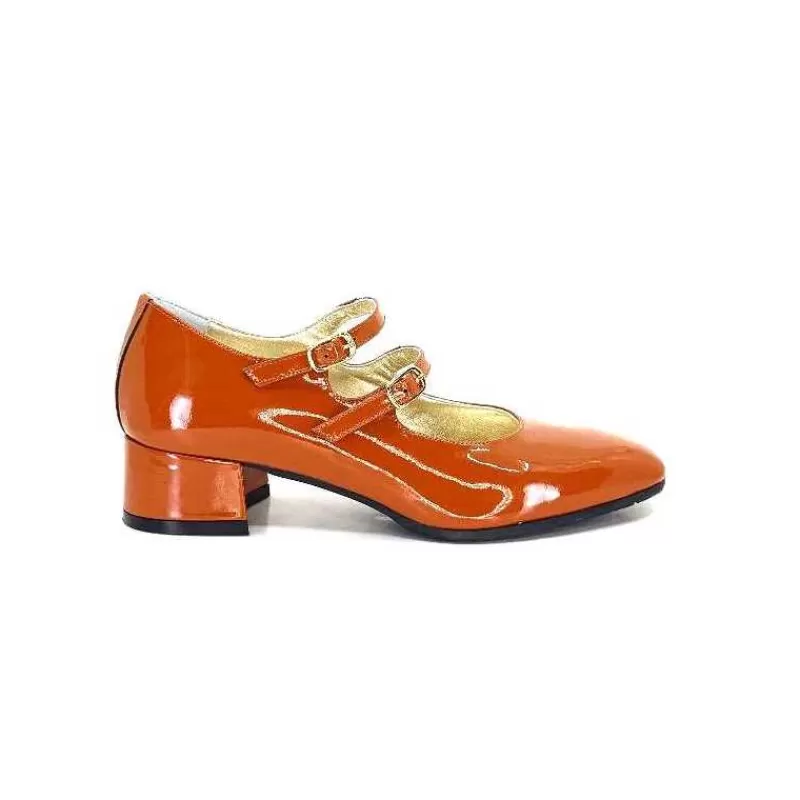 Ivoire0330 Ivoire 914 Cuir Vernis Marrone Orange-Femme Ballerines