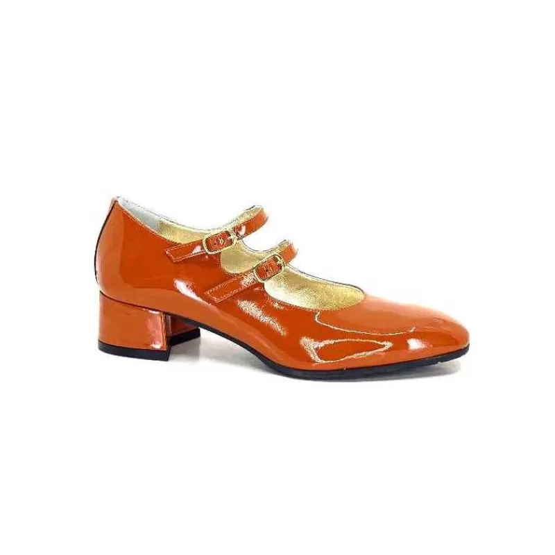 Ivoire0330 Ivoire 914 Cuir Vernis Marrone Orange-Femme Ballerines