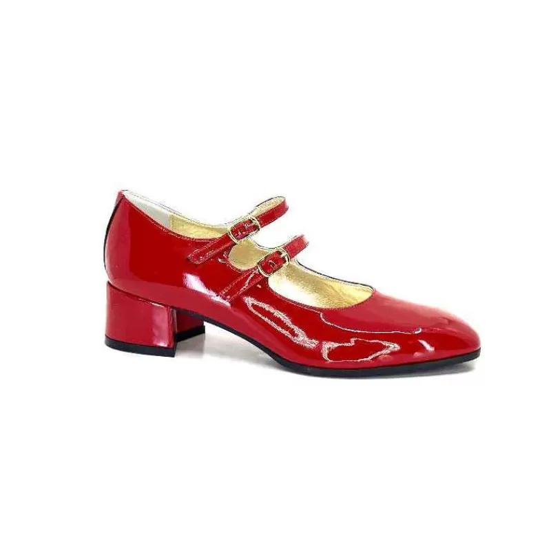 Ivoire0330 Ivoire 914 Cuir Vernis Rouge-Femme Ballerines