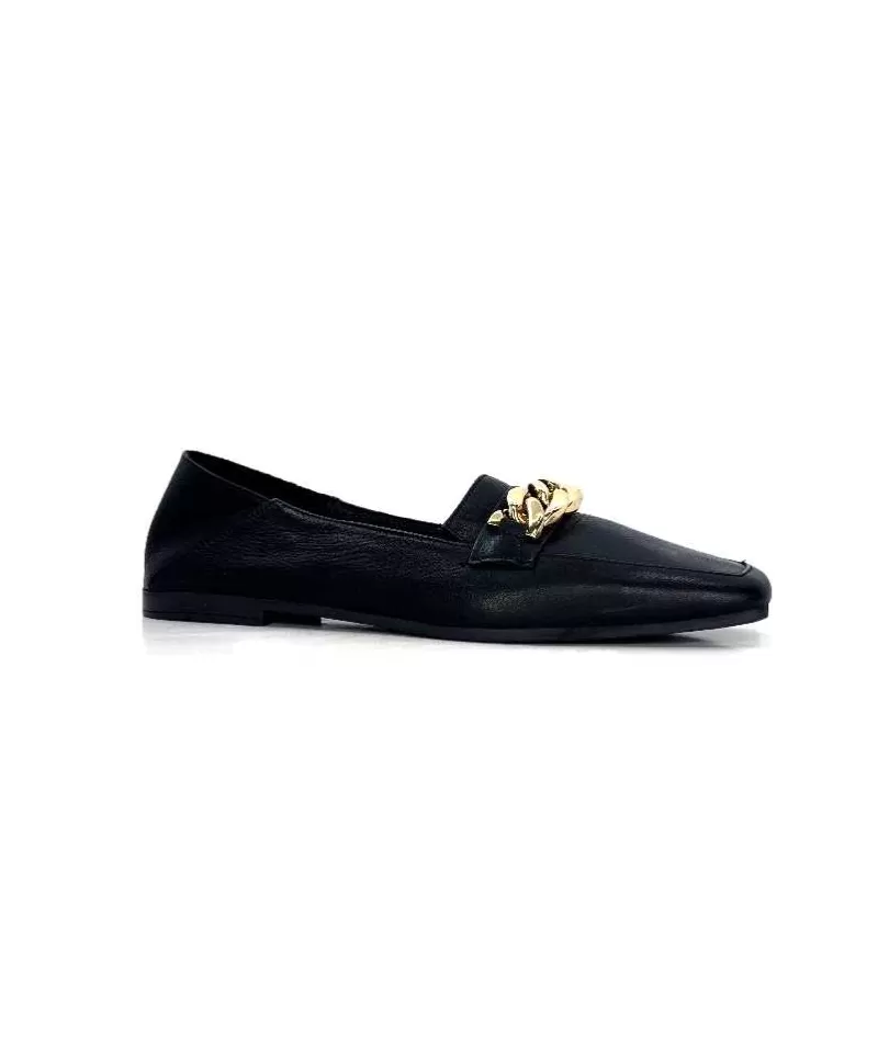 gloria Ivoire 97576 Cuir Noir-Femme Mocassins