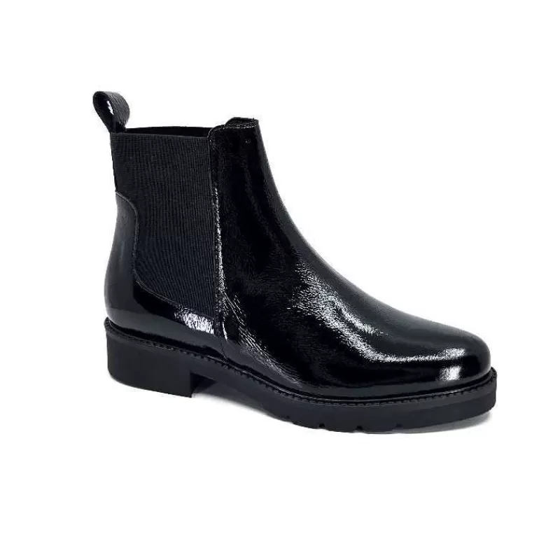 We Do Ivoire 99504 Cuir Vernis Noir-Femme Bottines