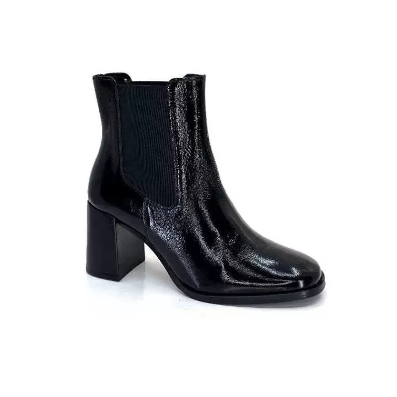 We Do Ivoire 99647A Cuir Vernis Noir-Femme Bottines