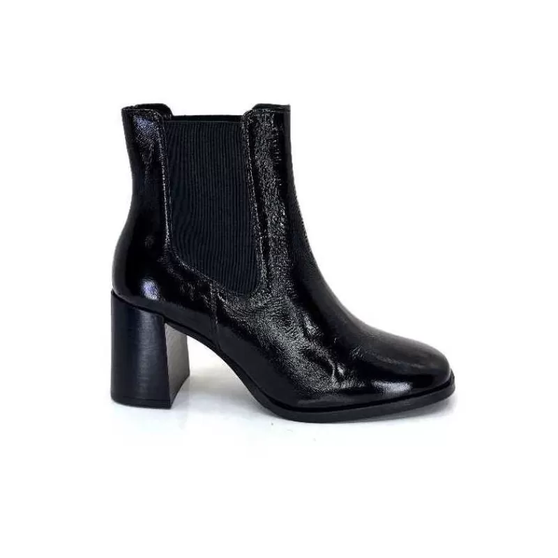 We Do Ivoire 99647A Cuir Vernis Noir-Femme Bottines