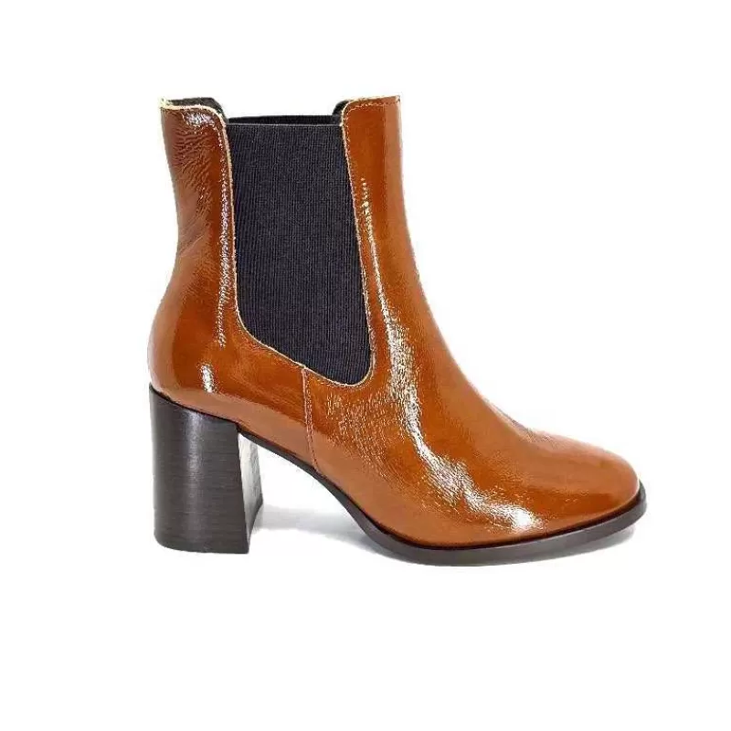 We Do Ivoire 99647A Cuir Vernis Ocra-Femme Bottines