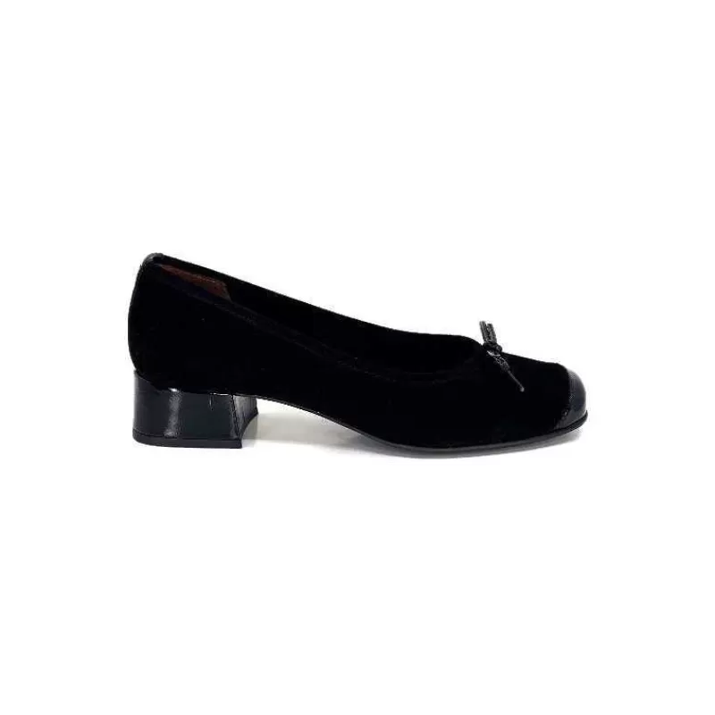 Ivoire0036a Ivoire Amarre Daim Noir-Femme Ballerines