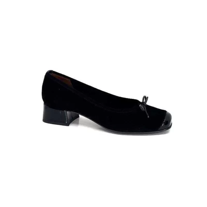 Ivoire0036a Ivoire Amarre Daim Noir-Femme Ballerines