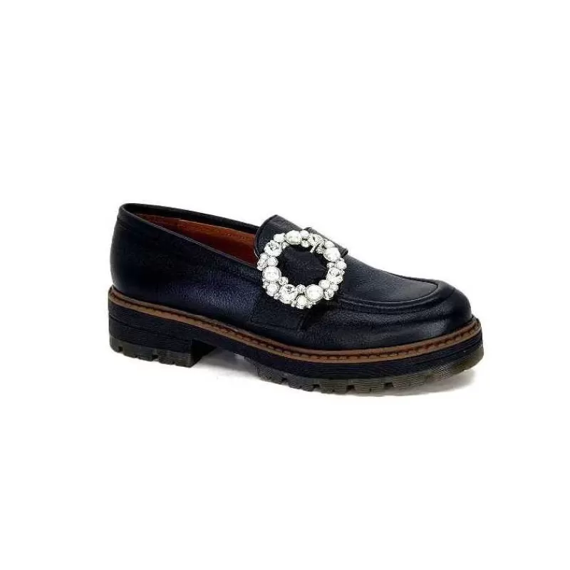 Ivoire0036a Ivoire Cv5053 Cuir Noir-Femme Mocassins