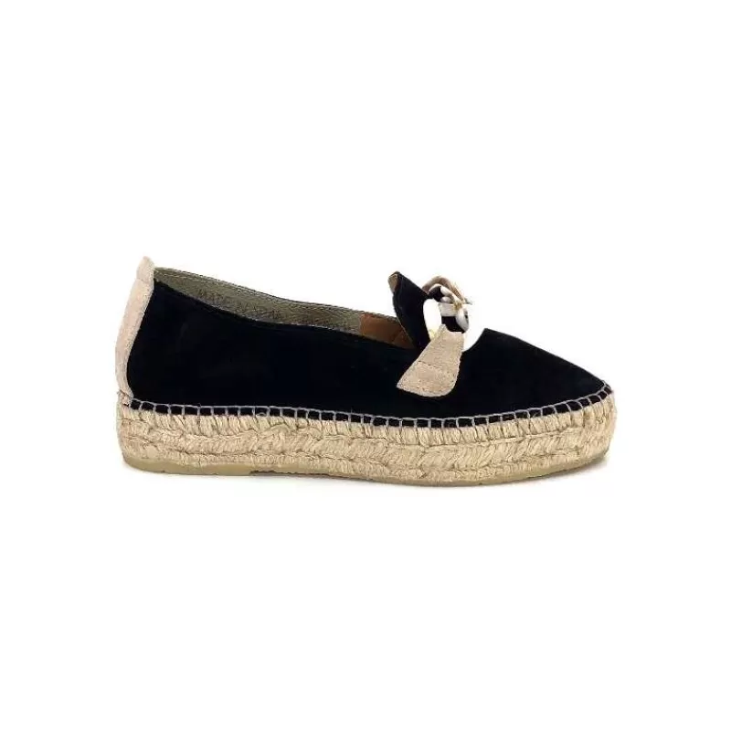 Ivoire0586a Ivoire D107807 Daim Noir-Femme Espadrilles