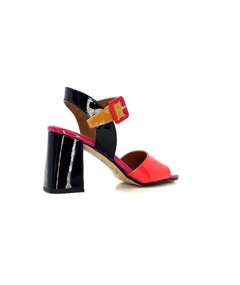 Ivoire0334 Ivoire F1136 Mare Cuir Vernis Multicolor-Femme Sandales