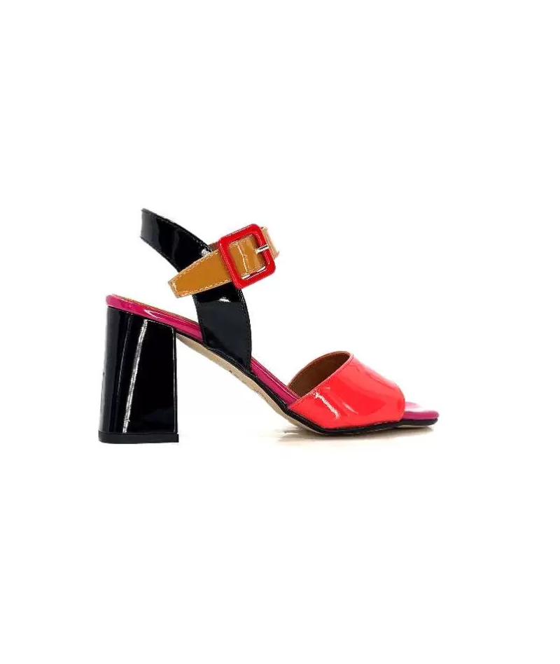Ivoire0334 Ivoire F1136 Mare Cuir Vernis Multicolor-Femme Sandales