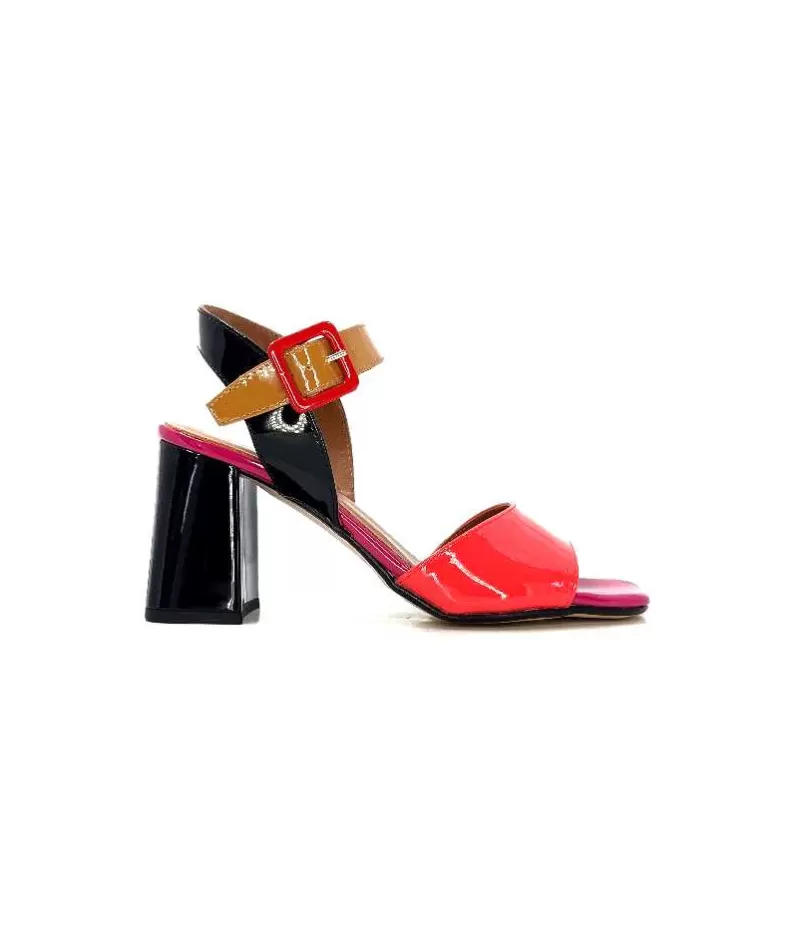 Ivoire0334 Ivoire F1136 Mare Cuir Vernis Multicolor-Femme Sandales