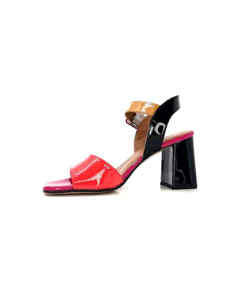 Ivoire0334 Ivoire F1136 Mare Cuir Vernis Multicolor-Femme Sandales