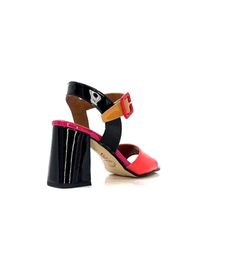Ivoire0334 Ivoire F1136 Mare Cuir Vernis Multicolor-Femme Sandales