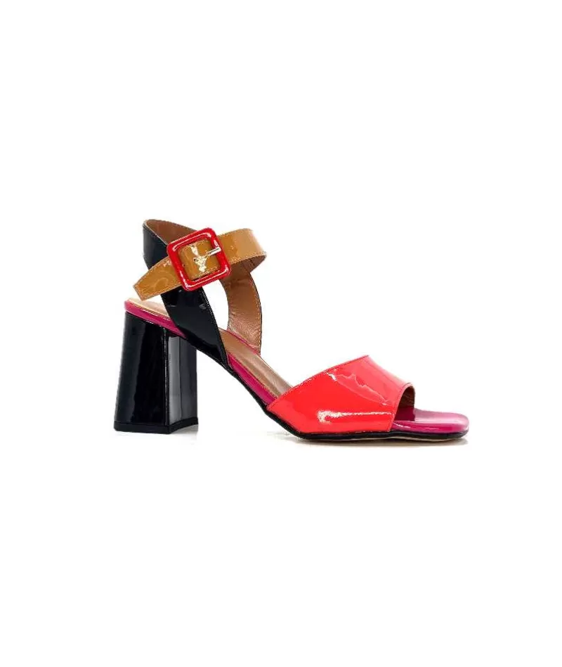 Ivoire0334 Ivoire F1136 Mare Cuir Vernis Multicolor-Femme Sandales