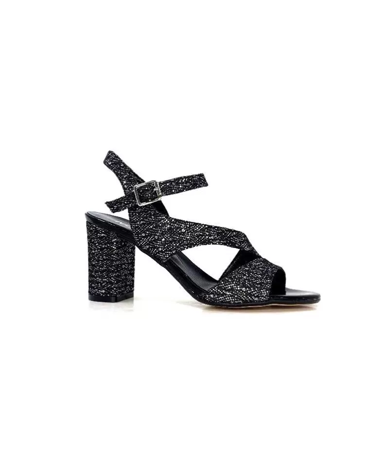 Ivoire0334 Ivoire F2215 Asia Textile Glitter Noir-Femme Sandales