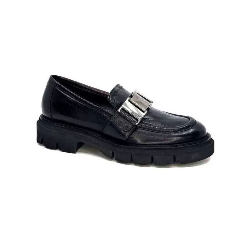 Ivoire0347b Ivoire K187 Cuir Noir-Femme Mocassins