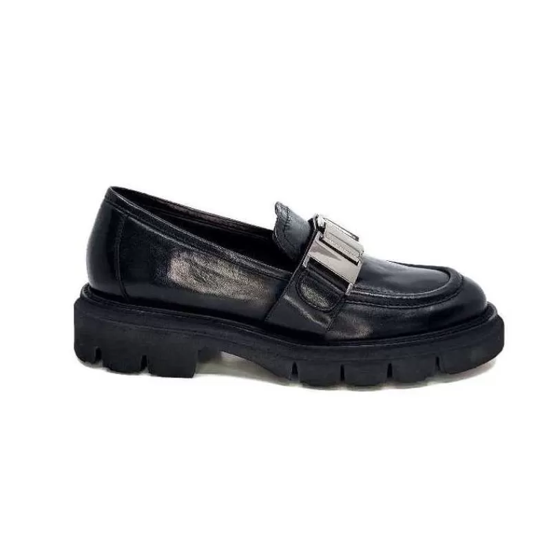 Ivoire0347b Ivoire K187 Cuir Noir-Femme Mocassins