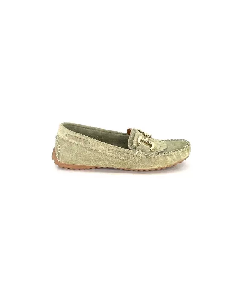 gloria Ivoire Rk13 Daim Vert-Femme Mocassins